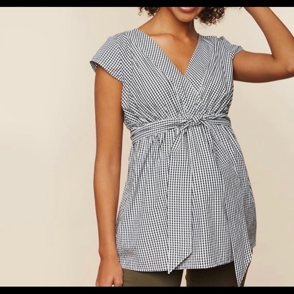 Motherhood Maternity Tops - Motherhood Maternity Black and White Gingham Top